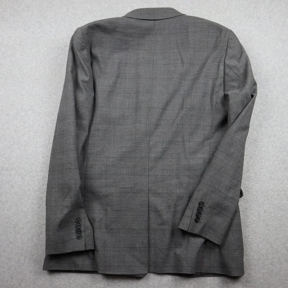 Perry Ellis Blazer Mens 44 Regular Very Slim Stretch Grey Glen Plaid Jacket Coat